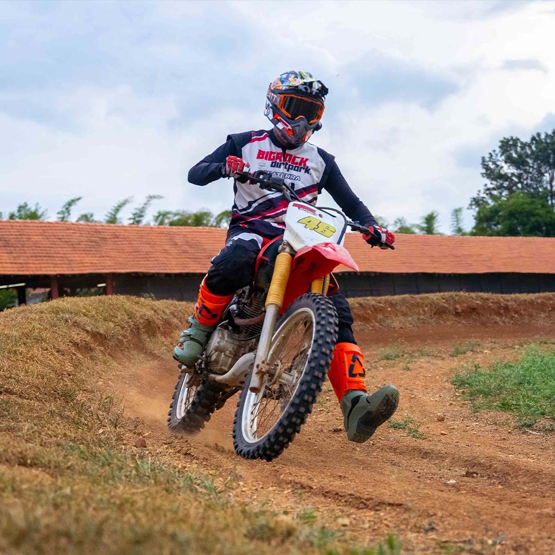 Guided training and track time at the drill area to master the techniques - cornering, Slalom drills, and emergency braking.